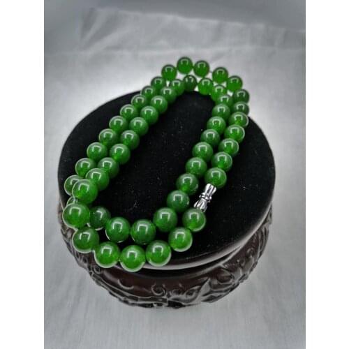 6-10mm Beautiful Chinese Handcraft 100% Natural Jade Green Jade Necklaces