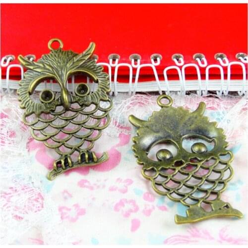 6pcs Antique Bronze Plated Zinc Alloy Metal owl Charms Pendants Diy Jewelry Findings Accessories 58*28MM