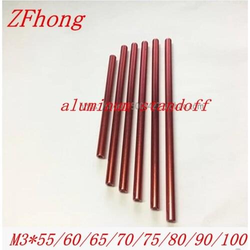 Aluminum tie rod M3*55/60/65/70/80/90/100 red long round aluminum column Drone Standoff Spacer Studs Fastener