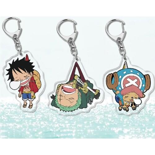 Anime One Piece Acrylic Keychain Accessories Charms Cute Cartoon Luffy Zoro Figures Keychain Holder Ring Toys for Children Gift