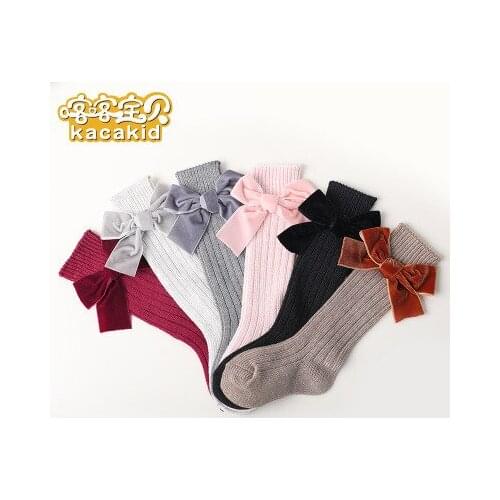 Baby Girls Velvet Bow Socks Boot Covers Kids Baby Cotton Candy Color Autumn Fall Infant Toddler New Fashion Socks