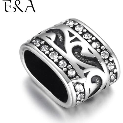 Stainless Steel Slider Beads Rhinestone Oval Hole 12x6mm for Charm Leather Bracelet Making Jewelry DIY Slide Charms Accessories