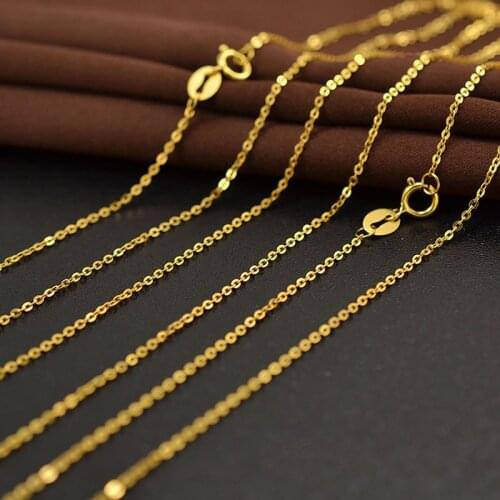Pure 18K Yellow Gold Necklace Chain Women AU750 Gold O Link Chain Necklace