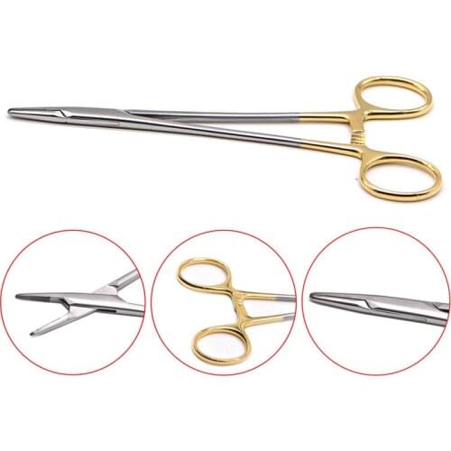 Dental Needle Holders Stainless Steel Orthodontic Plier Gold Plated Handle Surgical Dental Instrument Implant Castroviejo