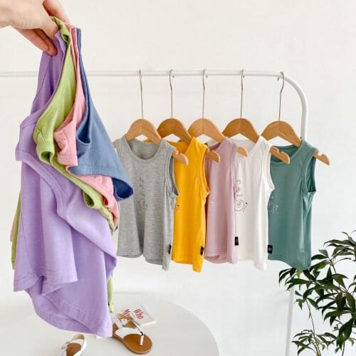 Childrens Loose Sleeveless Letter Vest 2021 Summer Baby Girls Tank Top Underwear For 2-6Y Girls Singlets Children Tops