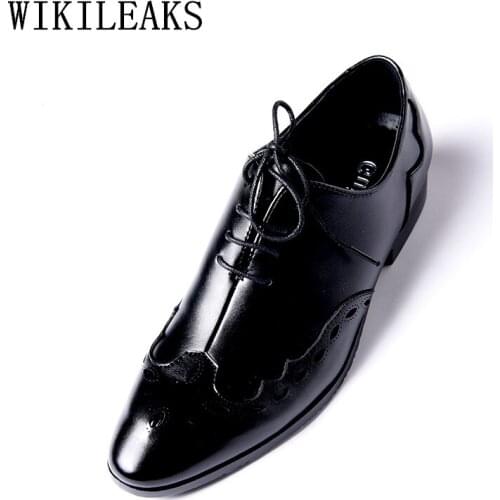 Designer Brand Brogues Oxford Shoes For Men Leather Black Wedding Formal Shoes Mens Pointed Toe Dress Shoes Zapatillas Hombre