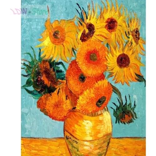 Sunflower artwork by Van Gogh 5D Diamond Painting Room Decor Needlework Crafts DIY Diamond Mosaic Embroidery Full pasted WG366
