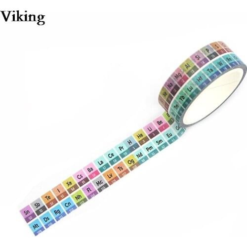 20pcs/set 15mmX5m Cool Periodic Table Adhesive Tape Letter Print Washi Tape Masking Tape Stationery Tapes Gift for Student G0643