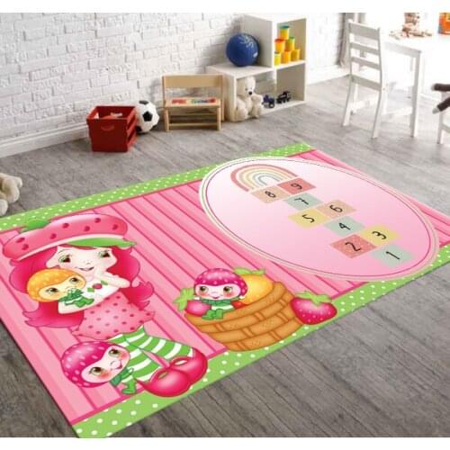 Strawberry Girl And Hopscotch Patterned Carpet ,Non Slip Floor Carpet,Teens Carpet,Turkish Rug