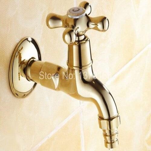 Gold Color Brass Extra Long Laundry Bathroom Wall Mounted Mop Water Tap Garden Washing Machine Copper Faucet aav121