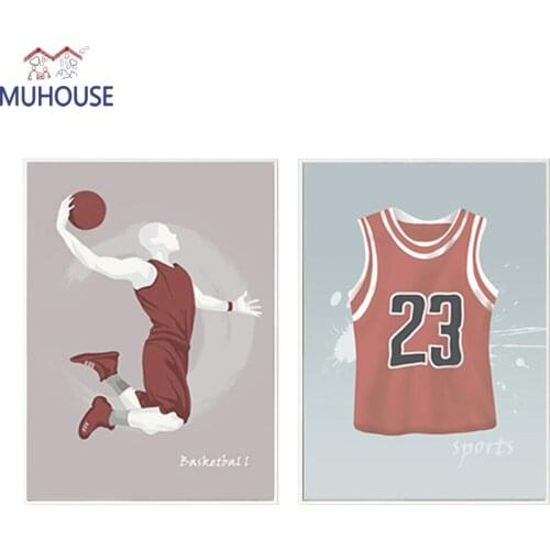 Michael Jordans Jersey and Derrick Rose Shot Poster Basketball Star Sports Wall Art Painting Prints for Boy Bedroom Decoration
