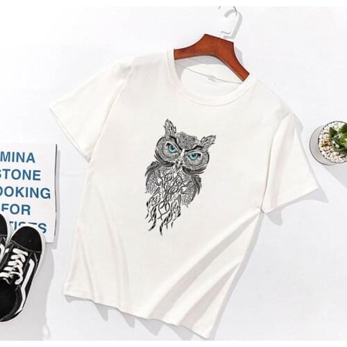 Harajuku Fashion Owl Printed Women T Shirt Tops Funny Animal Graphic Tees Tops Women Round Neck Plus Size Tee Shirt Femme Tumblr
