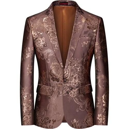 The Latest Style Mens Fashion Suit Suit Personality Stage Performance Banquet Business Casual Small Suit Brown Humor