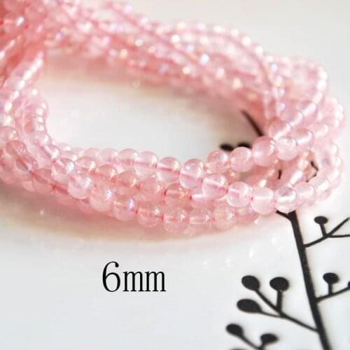 Natural pink aqua aura quartz crystal quartz 6-12mm round loose beads diy bracelet necklace earing jewelry craft findings