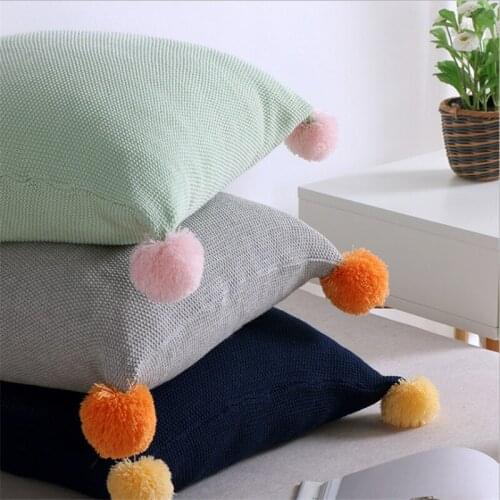 Hap-deer cotton knitted pillow colorful cushion cover square Handmade Wool Pillows Chair Cushions Birthday Christmas Gift