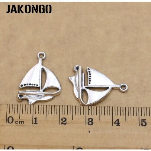 Antique Silver Plated Boat Ship Charms Pendants Jewelry Findings Accessories Making fit Bracelet Craft DIY 23x17mm