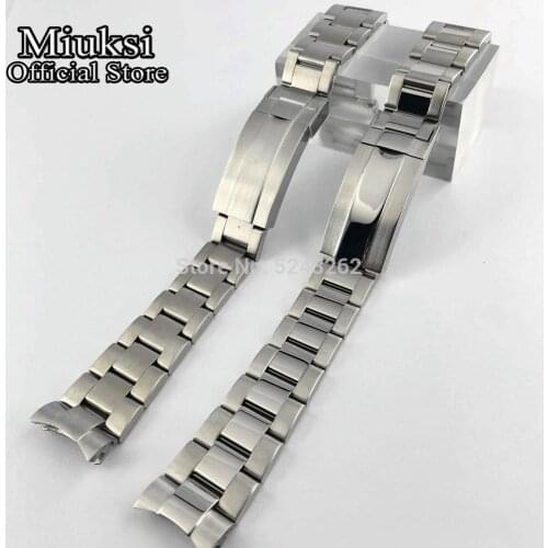 Miuksi 20mm 316L solid stainless steel watch band folding buckle fit 40mm watch case mens strap