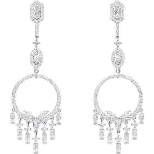 SOELLE Luxury Brand 925 Sterling Silver Long Geometric Tassel Magic Drop Earrings Micro Cubic Zirconia May Collection for Women