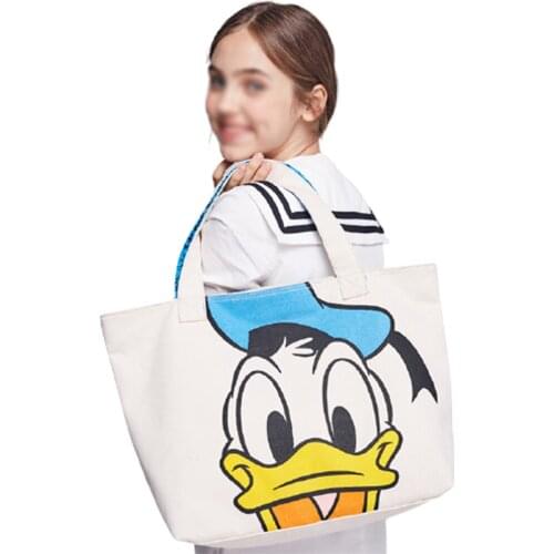 Disney Fashion Donald Duck Cartoon Bag Large Capacity Plush Shoulder Bag Women Tote Bag Festival Girl Gift