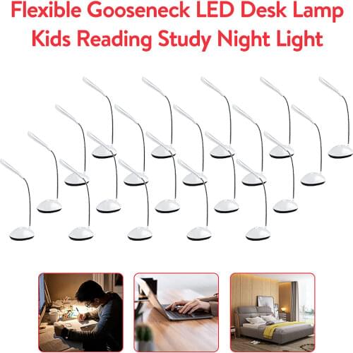 Flexible Gooseneck LED Desk Lamp AAA Battery Powered Mini Table Lamp Night Light Kids Reading Study Bedside Bedroom