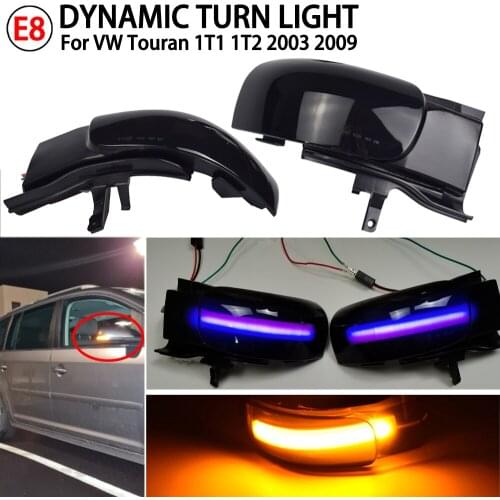 LED Dynamic Blinker Turn Signal Light For VW Touran 1T1 1T2 2003-2009 Side Lamp Pair arrow mirror indicator 2004 2005 2006 2007