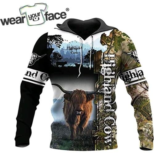 Highland Cow 3D All Over Printed Crewneck Sweatshirts Hoodie Sports Funny Casual Streetwear Vocation Men Unisex Clothing