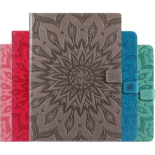 Slim Flip PU Leather Case for iPad Pro 12.9 2018 Funda Sun Embossed Painting Stand Cover for iPad Pro 12.9 3rd Gen case