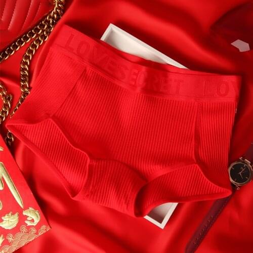 Lucky Red Women Panties Seamless Mid-Waist Intimates Breathable Cotton Crotch Underpants Female Underwear Soft Comfort Briefs