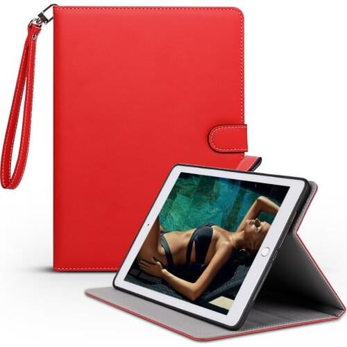 For ipad 2017 2018 /Air 1 2/Pro 9.7 PU surface+TPU soft back+hand strap Holder sleep/wake Smart Cover shell,for mini 123 4 5 7.9