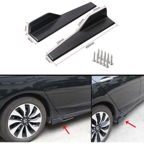 2pcs 45cm Universal Car Side Skirt Rocker Splitter Winglet Side Wing Bumper Lip Bumper Black Carbon Fiber Look Side Skirts