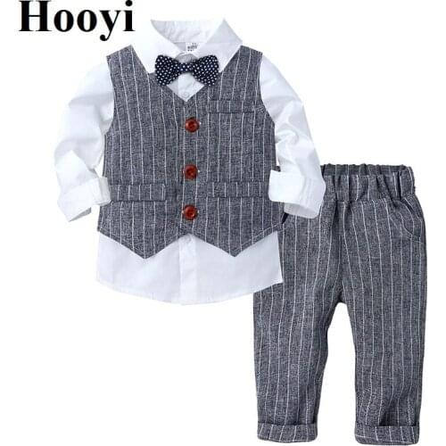 Spring Boys Sets Childrens Stripe Vest Shirts Baby Long Pants Kids Suits Outfits Clothes Tuxedo
