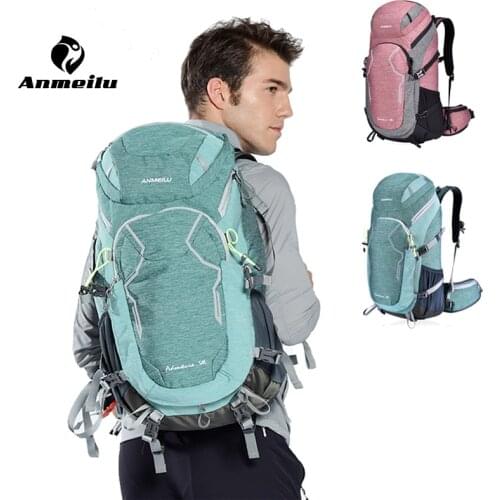 Anmeilu 50L Rainproof Cycling Backpack With Rain Cover Running Backpack Tear Resistance Climbing Outdoor Hiking Camping Bag