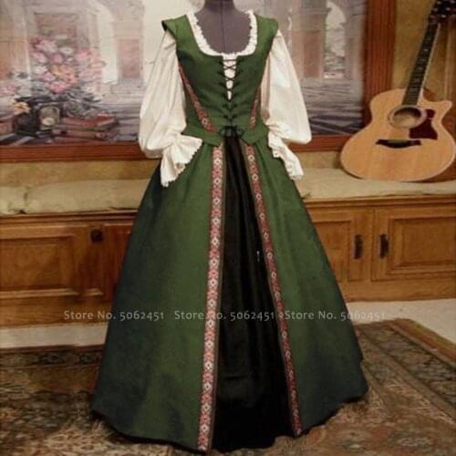 Medieval Renaissance Gothic Retro Cosplay Costumes Princess Queen Victoria Palace Dress Women Carnival Party Performance Outfits