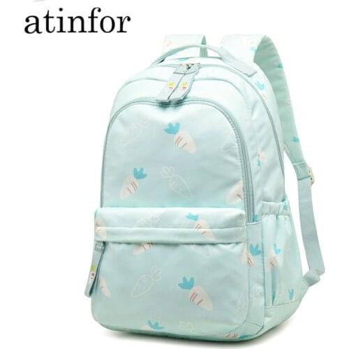 Atinfor Waterproof Women Anti Theft Backpack Carrot Printing Female School Rucksack Girls Daily College Laptop Cute Bagpack