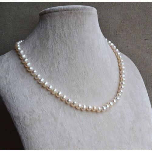 New Arriver Real Pearl Jewelry White Color Genuine Freshwater Pearl Necklace Wedding Birthday Girl Women Fashion Jewelry