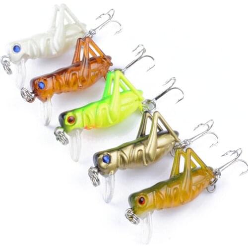1PCS 40mm 3g Grasshopper Insects Fishing Lures Flying Wobbler Lure Hard Bait 10# Hooks Artificial Baits Bass Pike Fishing Tools