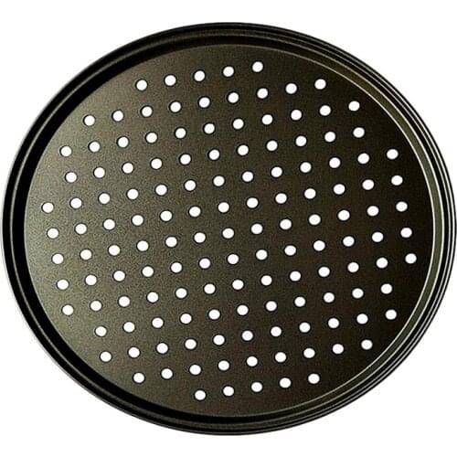 10 Inch Personal Perforated Pizza Pans black Carbon Steel with Nonstick Coating Easy to Clean Pizza Baking Tray