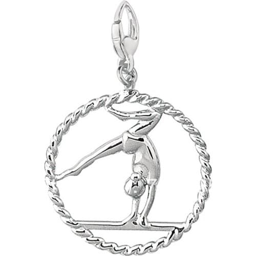 Fashion 10pcs a lot rhodium plated gymnastics girl sport charm jewelry accessory