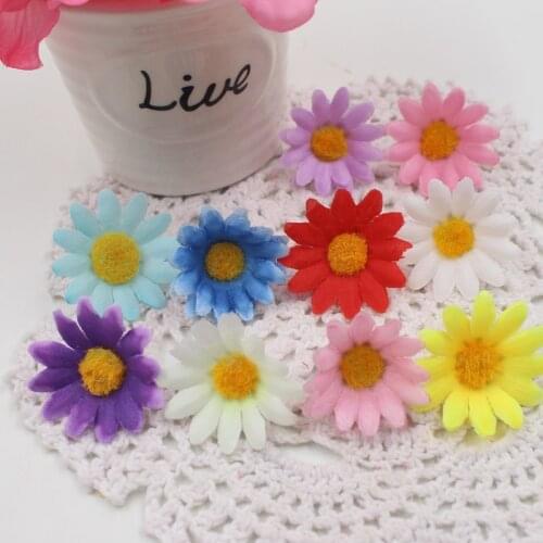 10pcs Small Silk Sunflower Handmake Artificial Flower Head Wedding Decoration DIY Wreath Gift Box Scrapbooking Craft Fake Flower
