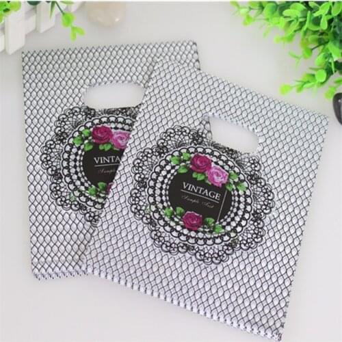 2016 Hot Sale Fashion Wholesale 100pcs/lot 20*25cm Luxury Vintage Present Gift Packaging Plastic Shopping Bags