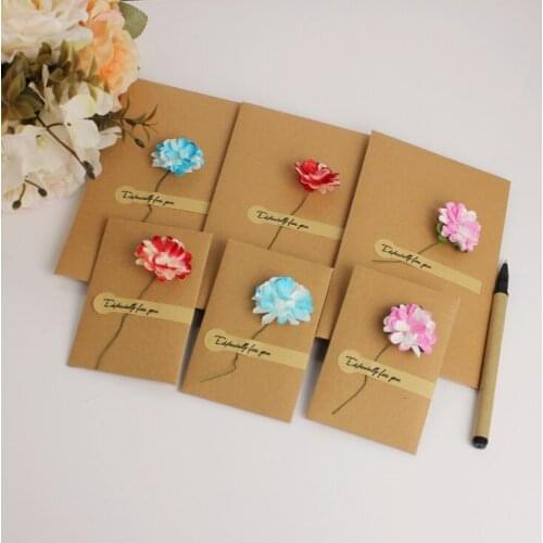 50 X Brown DIY Kraft Paper Party Envelopes Festival Greeting Card Invitation Card ( envelope+kraft paper+flower+writings tag)