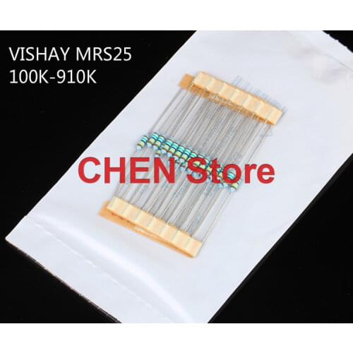 50PCS VISHAY BC MRS25 0.25W 1/4W 100K-910K 1% Copper foot metal film audio resistor 150K 200K 330K 390K 430K 510K 620K 750K 820K