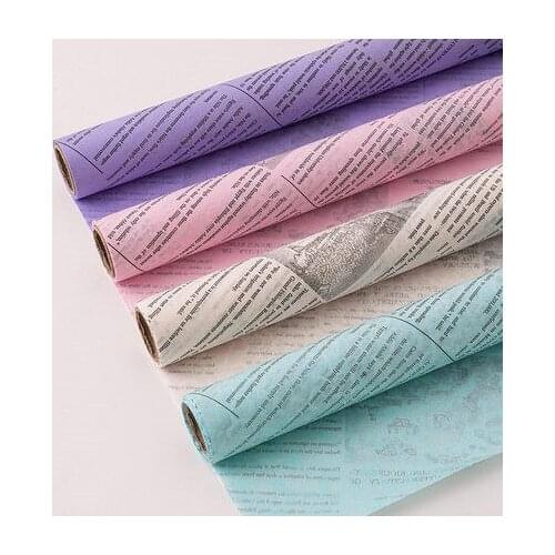 58cm*5yards/roll Colorful English Newspaper Tissue Paper Flower Bouquet Wrapping Paper Printing Gift Wrapping Paper