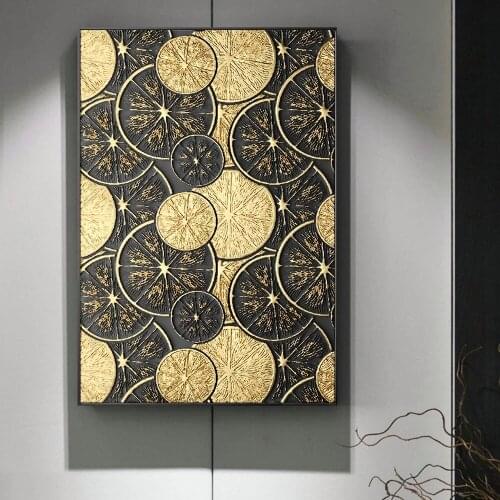 Abstract Golden Point Canvas Paintings On The Wall Posters And Prints Modern Golden Color Wall Pictures For Living Room Cuadros