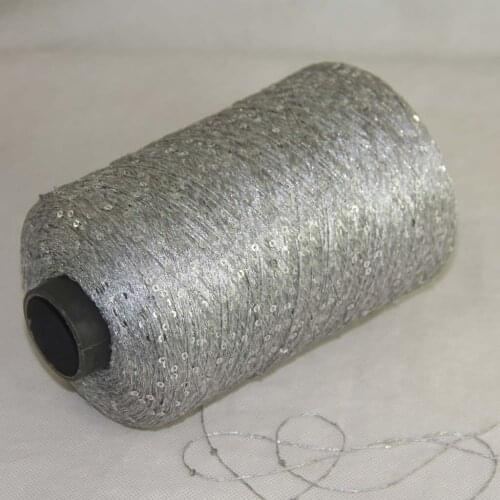 About Sale Sales pitch 5cm diameter 3mm 500g sequins hand-knitted crochet handmade yarn 920_01 Silver Gray