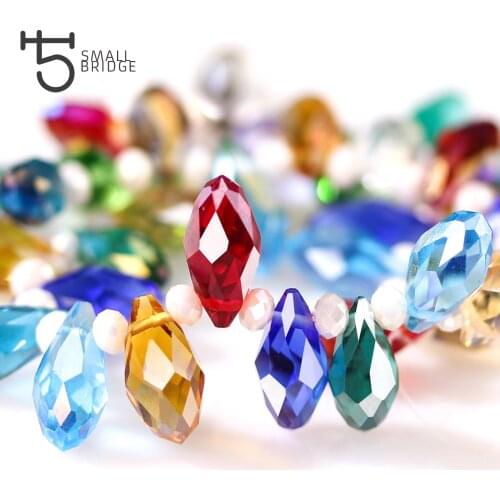 Austria Multicolor Glass Teardrop Beads For Jewelry Making Necklace Diy Accessories Faceted Crystal Briolette Beads Wholesale
