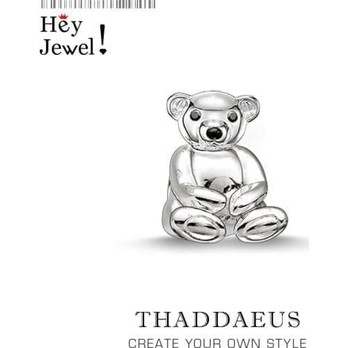 Beads Teddy Bear, Silver Fits Bracelet Europe Necklace European DIY Bijoux Jewelry Accessorie Gift For Women
