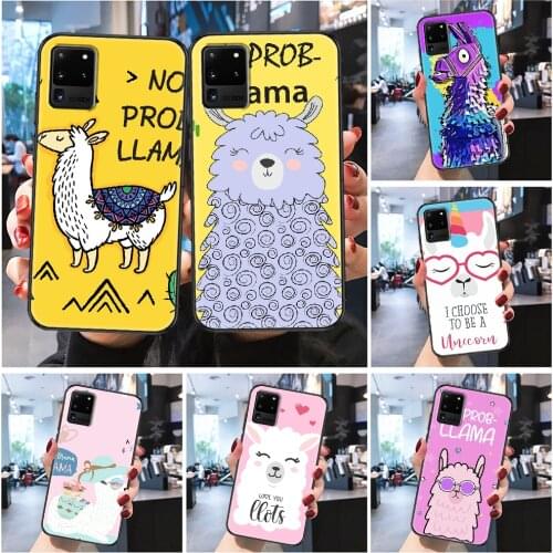 No Prob Lama Llama Alpacas Phone case For Samsung Galaxy Note 4 8 9 10 20 S8 S9 S10 S10E S20 Plus UITRA Ultra Frosted black