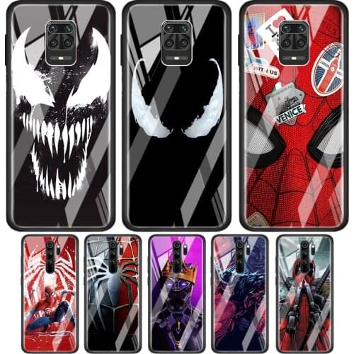 Marvel Venom Spiderman Tempered Glass Cover For Xiaomi Redmi Note 10 10S 9 9T 9S 8T 8 9A 9C 8A 7 Pro Max Phone Case