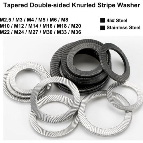 Disc Spring Washer, Butterfly Lock Washer, Tapered Double-sided Knurled Stripe Washer M2.5-M36 Carbon Steel and Stainless Steel
